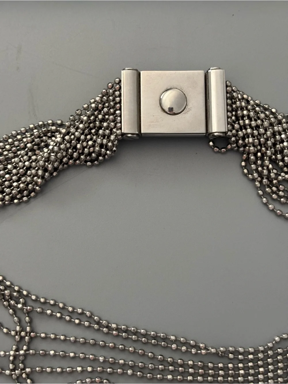 Michael Kors Silver Multi-Strand Beaded Statement Necklace